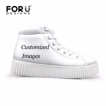 Custom Images or Logo Women Casual Shoes Classic High Top Platform Shoes Woman Height Increasing Flats Female