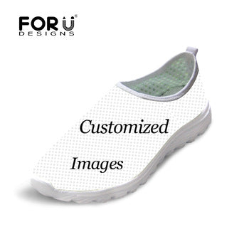 Custom Images or Logo Women Summer Air Mesh Shoes Breathable Light Weight Flats Comfort Slip-on Flat Shoes