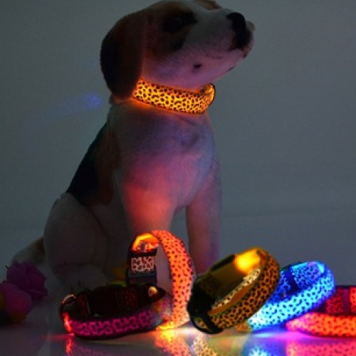 Luminous Pet Decors Productos Para Mascotas dog harness Led og Glow Flashing LED Collar Leopard Print Design Puppy Necklace