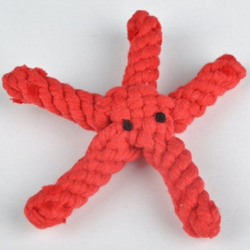 Hand-woven Dog Molar Toys Cute Red Color Pet Toy  - Dog Toy Cotton rope Starfish Shape